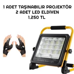 1 ADET 100W AYAKLI AKROBAT PROJEKTÖR + 2 ADET LED ELDİVEN